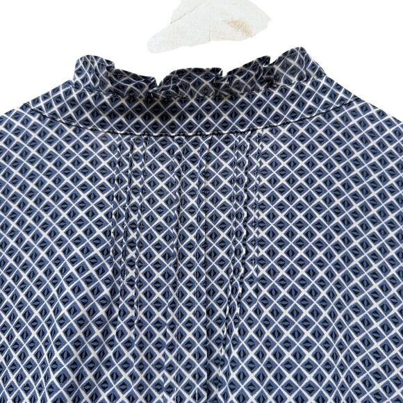 NYDJ Womens Blouse Plus Size 2X Blue Print Tunic Top Ruffle Long Sleeve NWOT - Picture 6 of 8